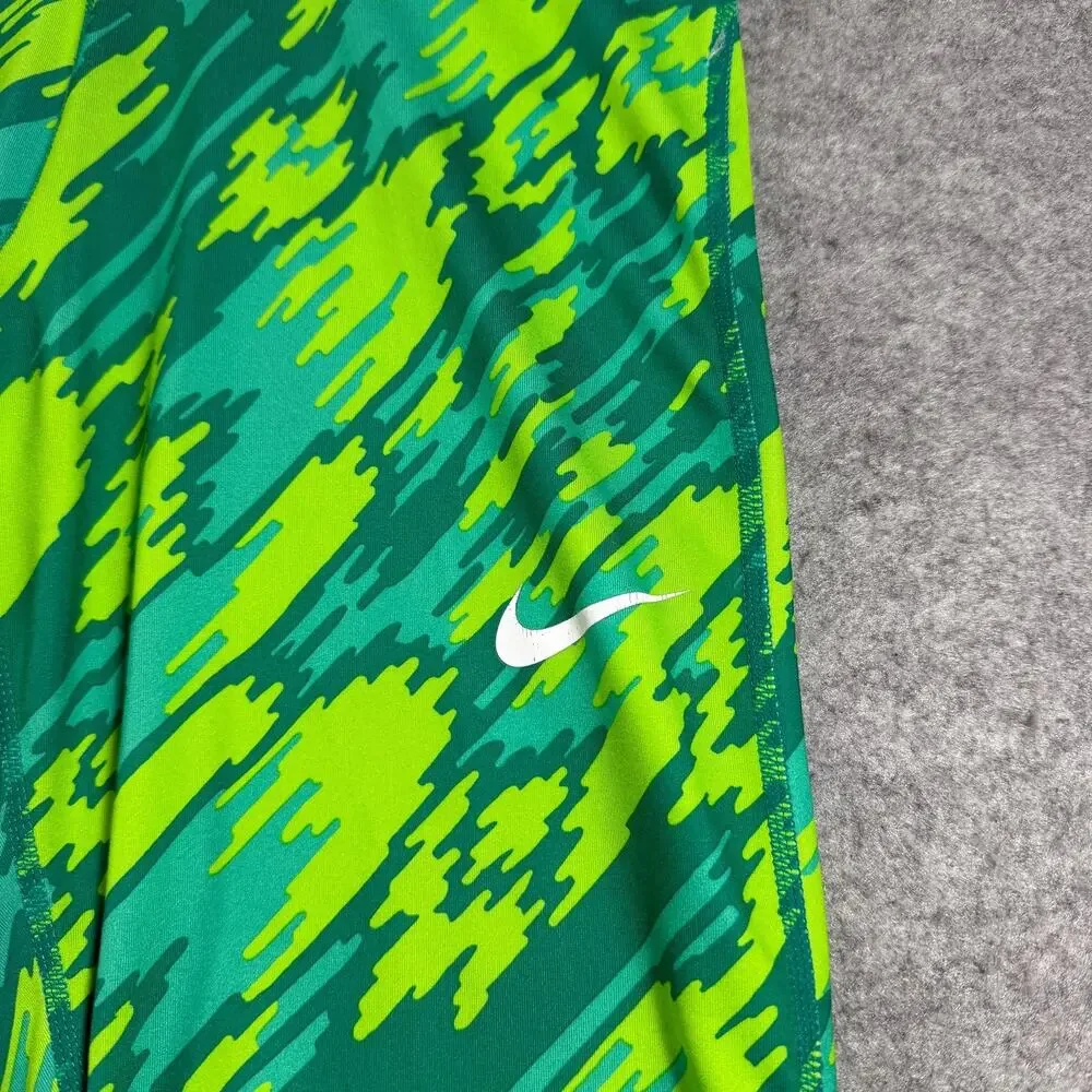 Nike Pro Compression Leggings Womens XL Neon Green Camo Running Yoga Training